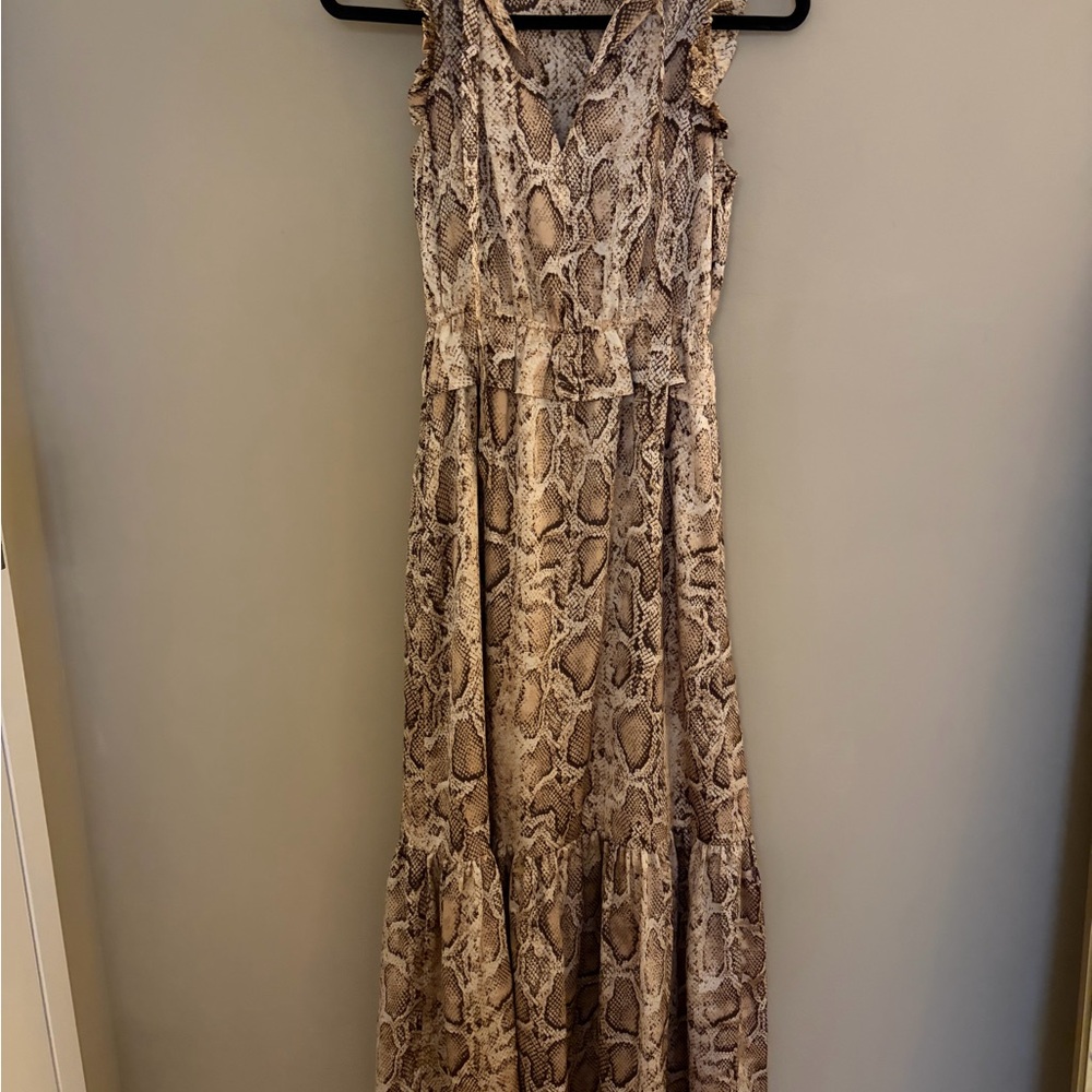 THML Snake Print Maxi Dress in Brown